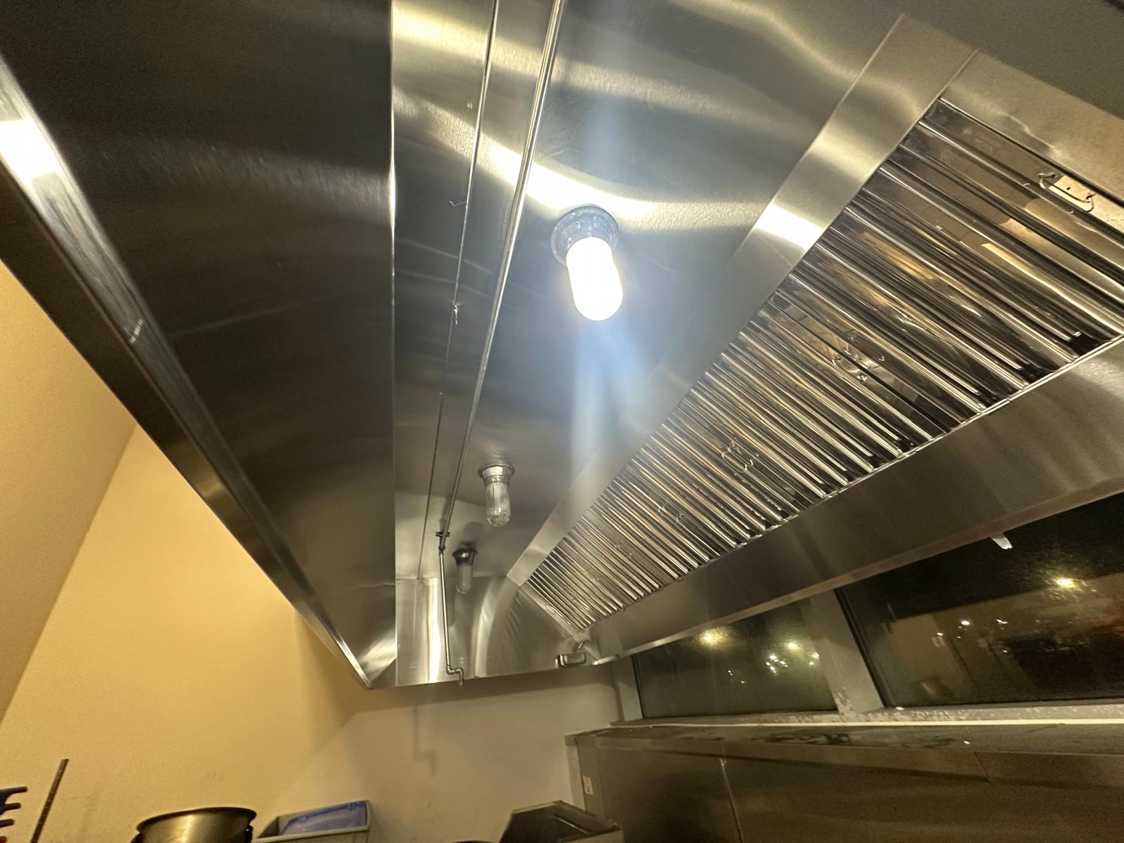 Stainless steel hood interior with lights