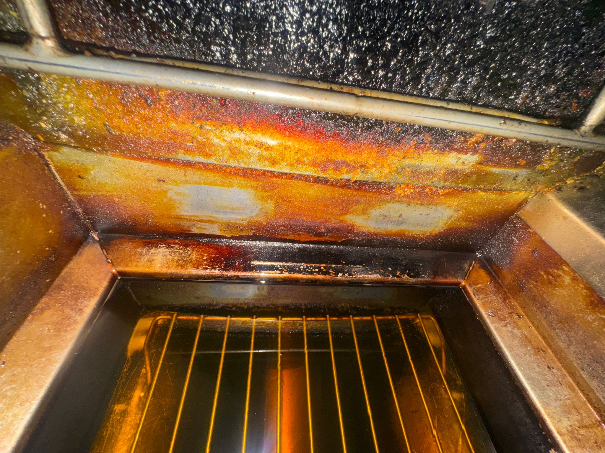 Kitchen equipment before cleaning - grease and rust