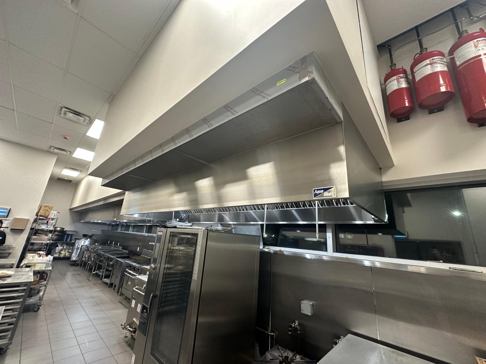 Commercial fryer and hood line